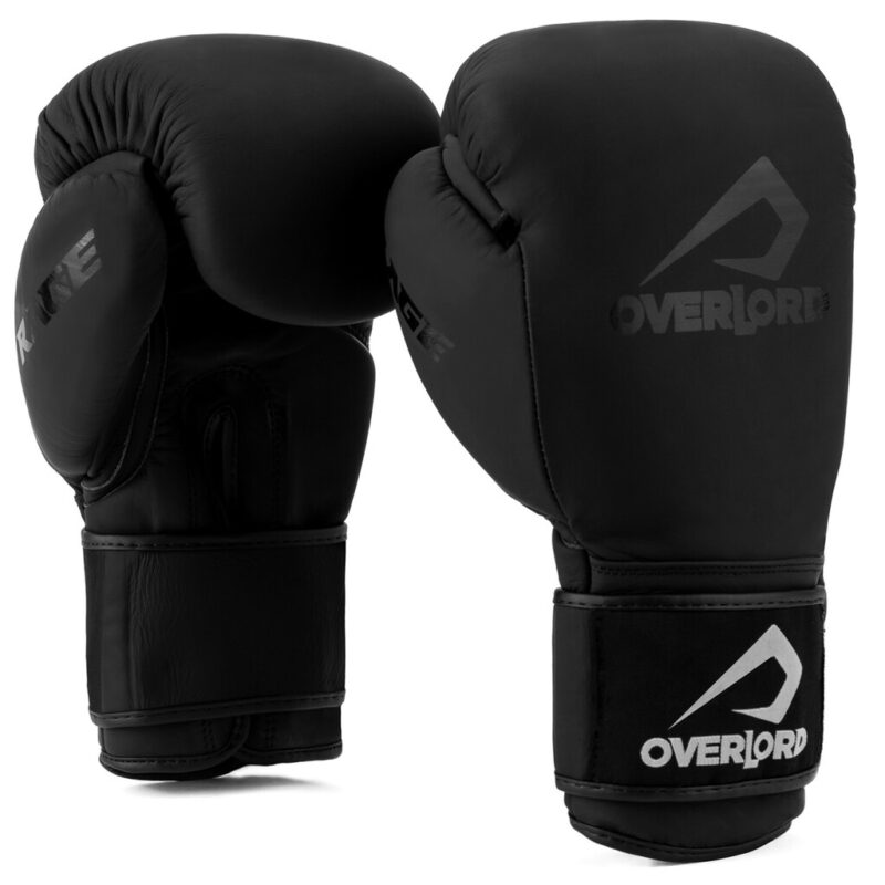 Skórzane rękawice bokserskie Overlord Rage - czarne matowe