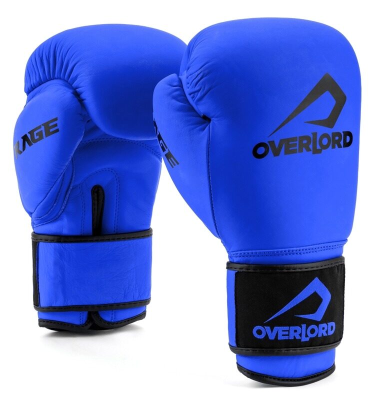 Skórzane rękawice bokserskie Rage niebieskie Overlord